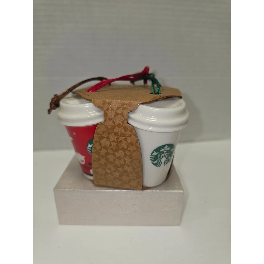 Starbucks‎ 2011 Holiday porcelain ornament set of four mini coffee cups new